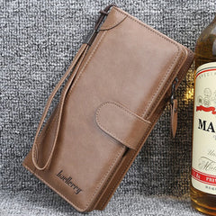 Baellerry Men's Long PU Wallet with Snap Button & Zipper