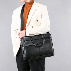 Men Bussiness Bag Large Capacity Pu Leather Luxury