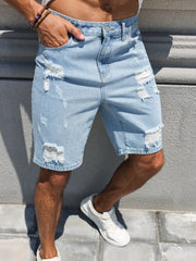 Hole washed Water Buffalo Denim Short Pants Trendy Shorts