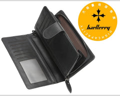 Baellerry Men's Long PU Wallet with Snap Button & Zipper