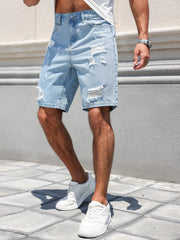 Hole washed Water Buffalo Denim Short Pants Trendy Shorts