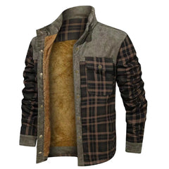 Men's Winter Wool Lined Flannel Plaid Shirt Jacket Coats