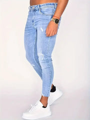 Men's Casual Slim Fit Ripped Jeans, Men's Denim Pants