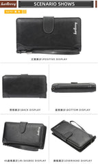 Baellerry Men's Long PU Wallet with Snap Button & Zipper