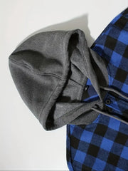 Men's Shirts Classic Plaid Casual Button Down Hooded