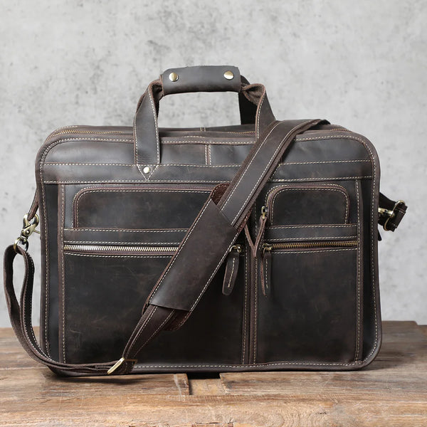 Vintage Men's Vintage Genuine Leather Briefcase Laptop Bag