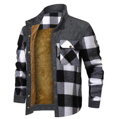 Men's Winter Wool Lined Flannel Plaid Shirt Jacket Coats