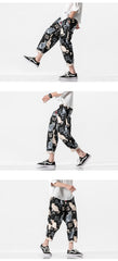 Mens Joggers Hip Hop Cat Print Pants Streetwear