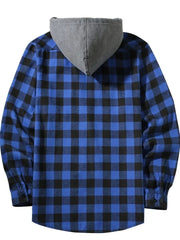 Men's Shirts Classic Plaid Casual Button Down Hooded