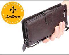 Baellerry Men's Long PU Wallet with Snap Button & Zipper