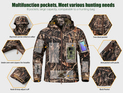 Men's Quiet Softshell Camouflage Hunting Jacket Hooded Coat