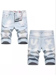 Men Blue Denim Shorts Italian Style Male Shorts Jeans