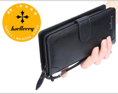Baellerry Men's Long PU Wallet with Snap Button & Zipper
