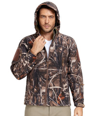 Men's Quiet Softshell Camouflage Hunting Jacket Hooded Coat