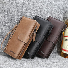 Baellerry Men's Long PU Wallet with Snap Button & Zipper