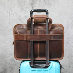 Vintage Men's Vintage Genuine Leather Briefcase Laptop Bag