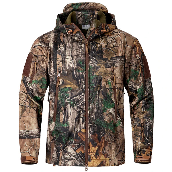 Men's Quiet Softshell Camouflage Hunting Jacket Hooded Coat