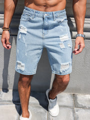 Hole washed Water Buffalo Denim Short Pants Trendy Shorts