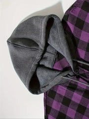 Men's Shirts Classic Plaid Casual Button Down Hooded