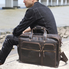Vintage Men's Vintage Genuine Leather Briefcase Laptop Bag