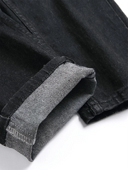 Men's Distressed Grey Jeans Trendy Casual Trousers